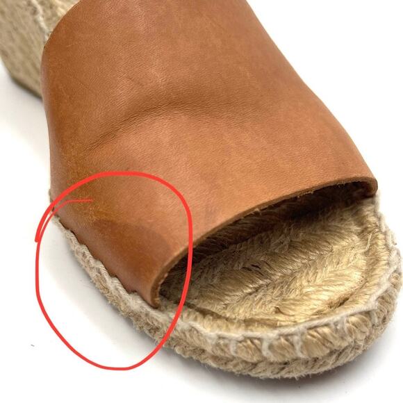 PICON Handmade Espadrille Wedges in Spain tan leather ankle strap size 8 - Picture 7 of 12